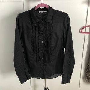 Calvin Klein Button-Down Ruffle Top